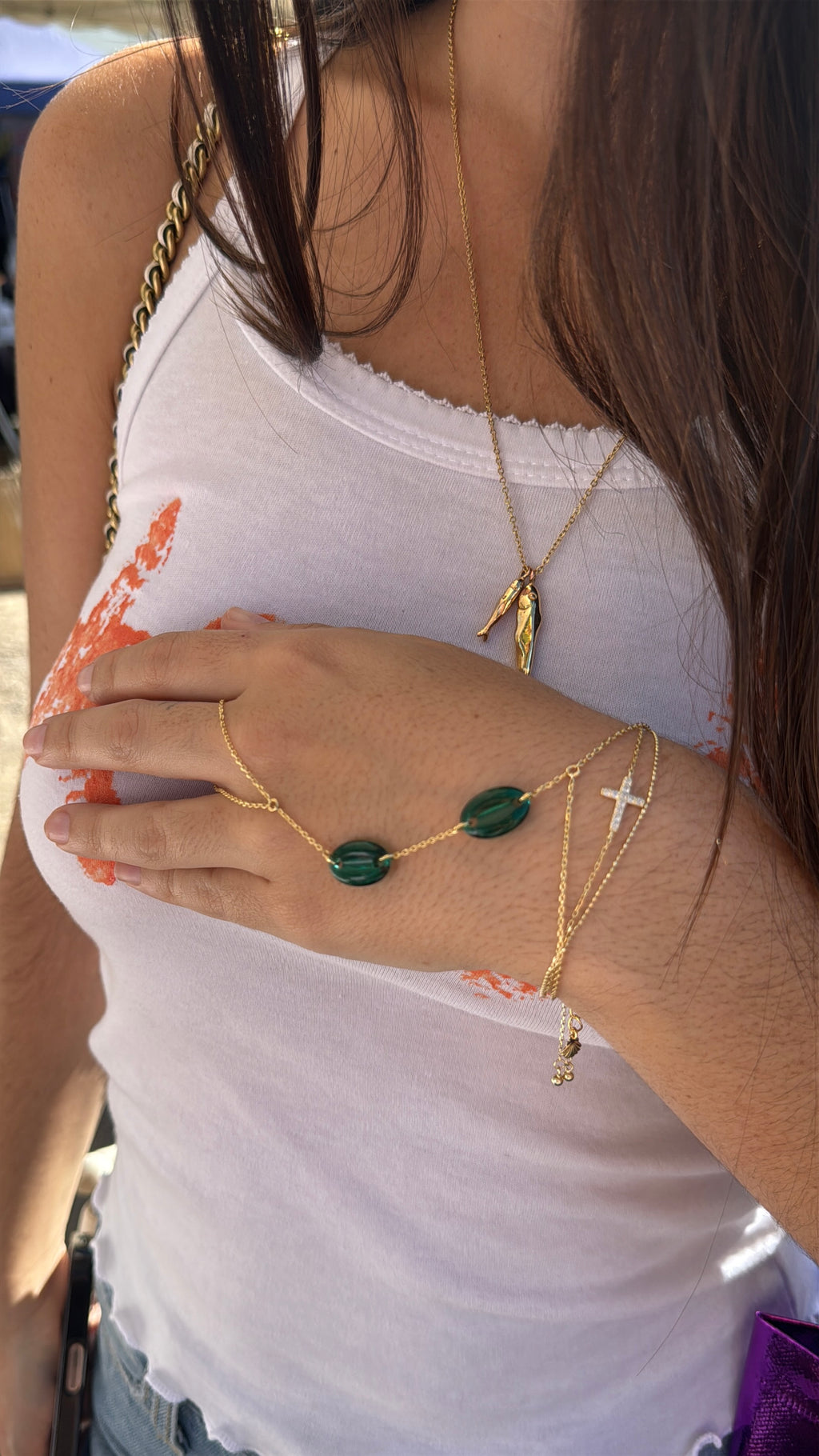 emerald Swarovski handchain