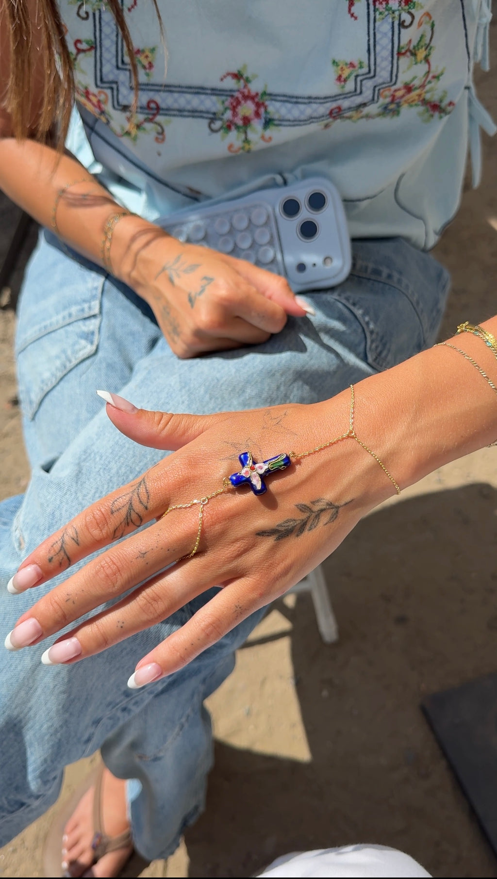 Blue Cross Hand Chain