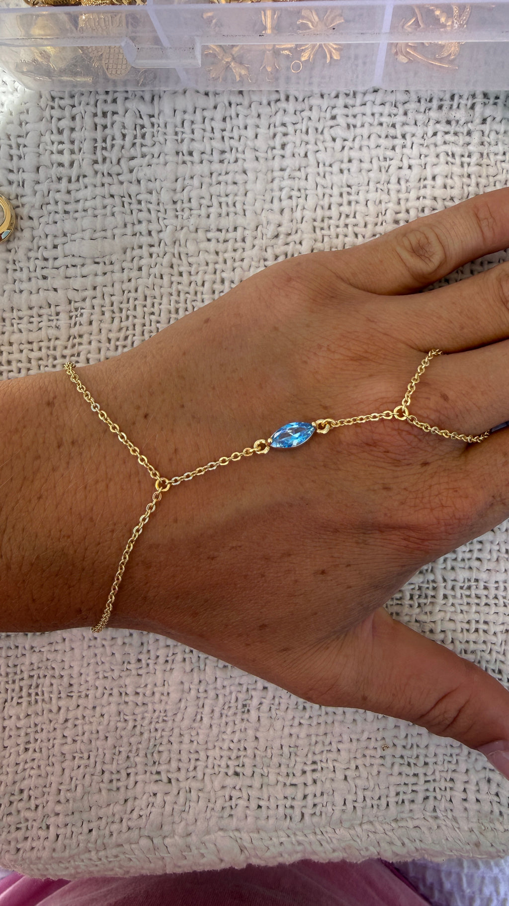 Blue gemstone hand chain