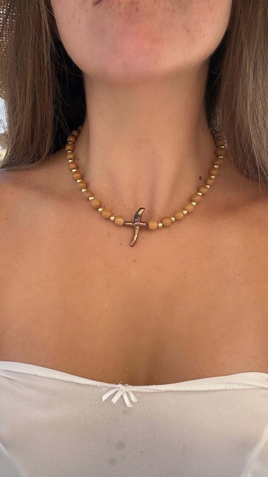 brown cross necklace