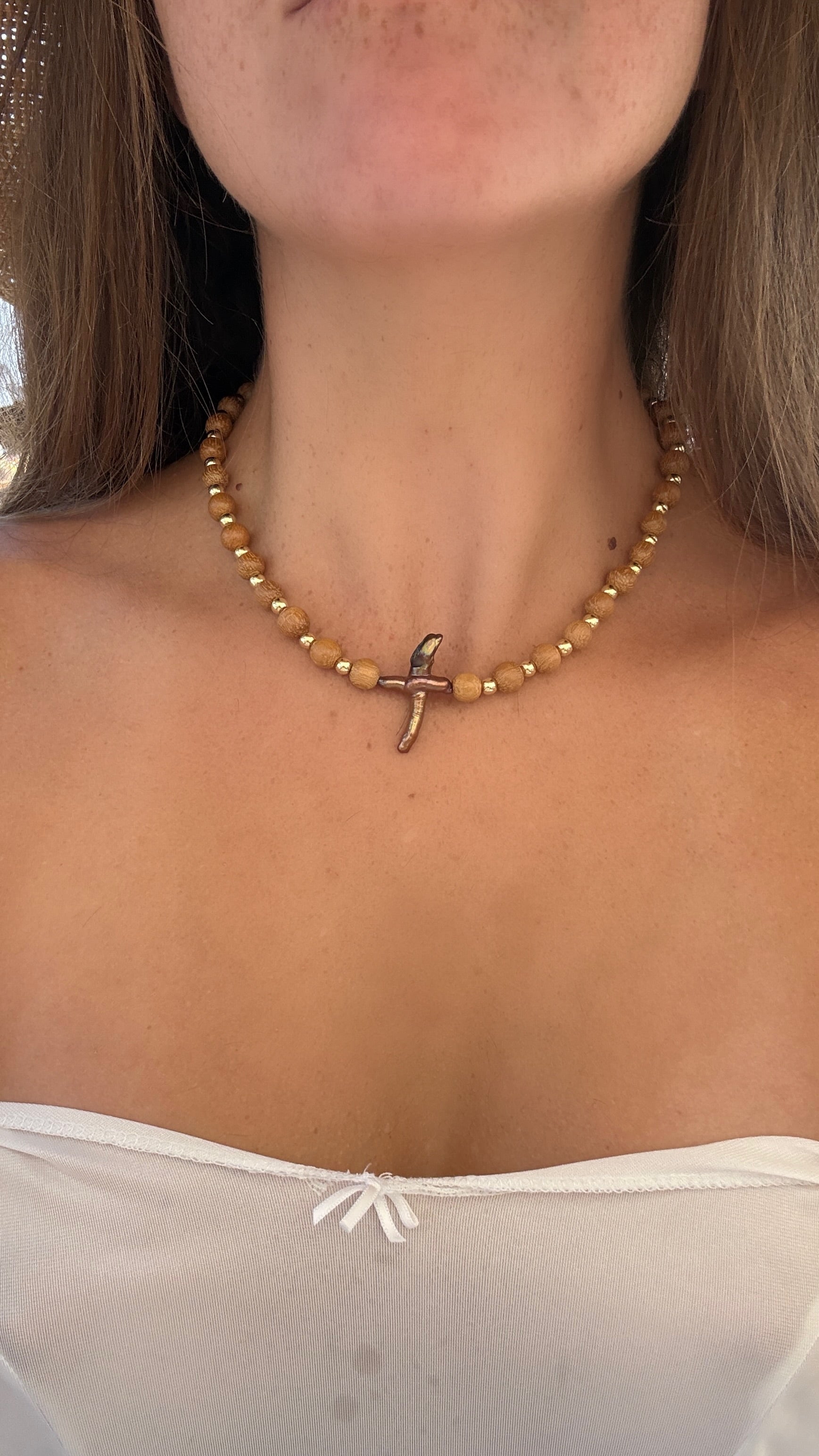 brown cross necklace