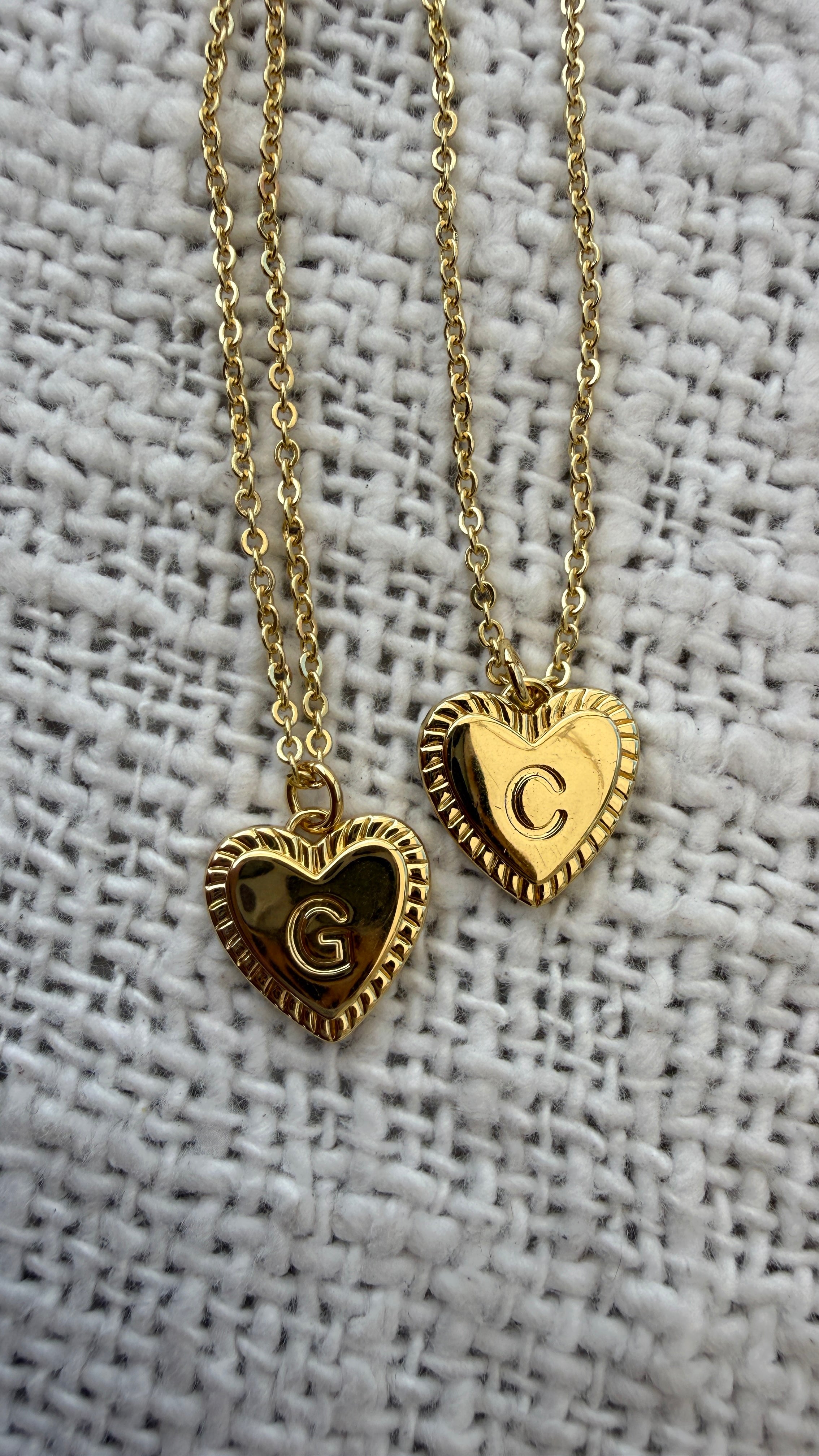 gold filled heart initial necklace