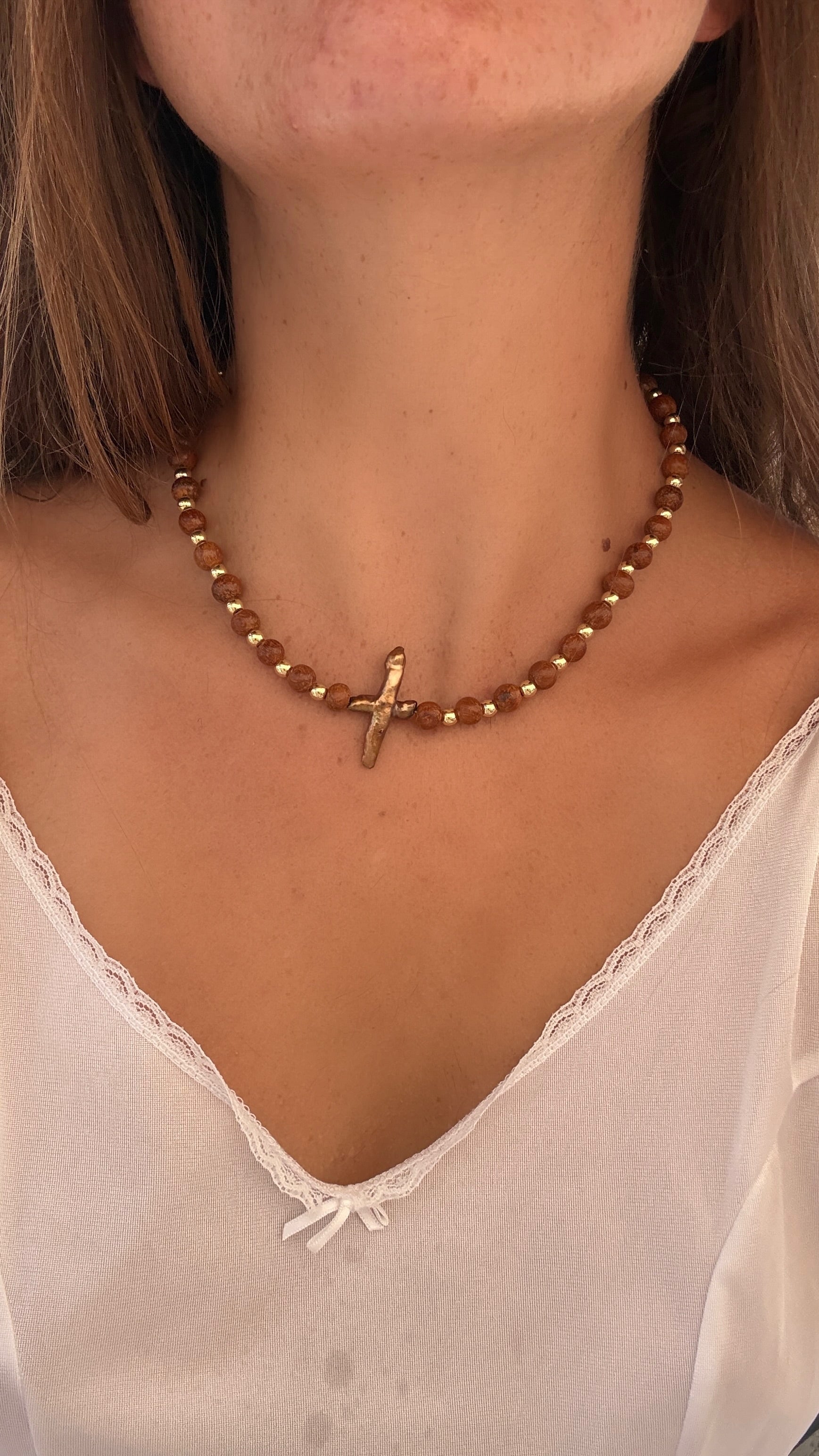 espresso cross necklace