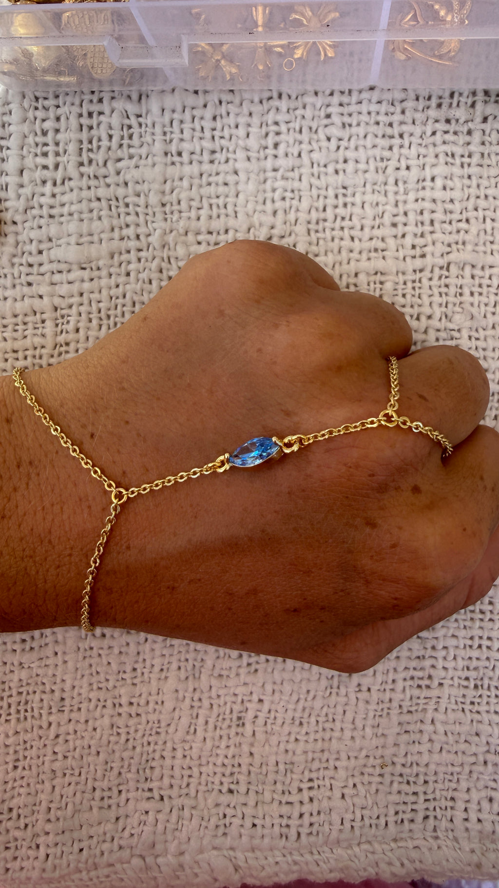 Blue gemstone hand chain