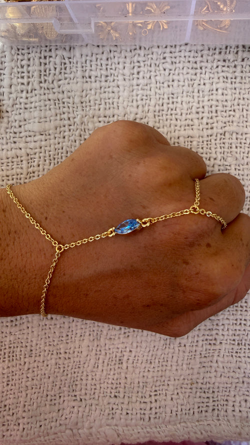 Blue gemstone hand chain